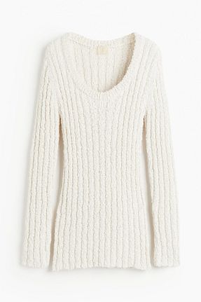 پلیور سفید زنانه ساده H&M - کد 877225015