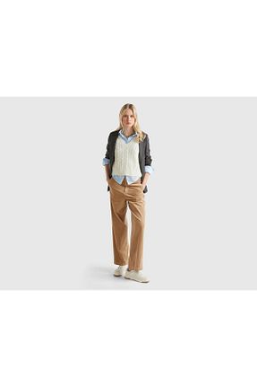 شلوار قهوه ای زنانه پارچه United Colors of Benetton - کد 877221928