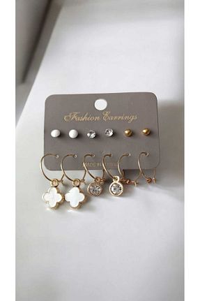 گوشواره جواهر سفید منجق NAS fashion - کد 870557160