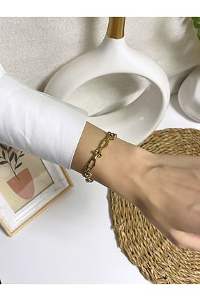 دستبند استیل (فولاد) طلائی زنانه استیل (فولاد) Bimodabu - کد 877257450