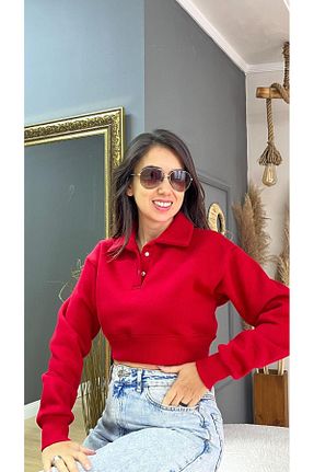 سوئیشرت قرمز زنانه چاپی KILIÇ MODA - کد 876898139