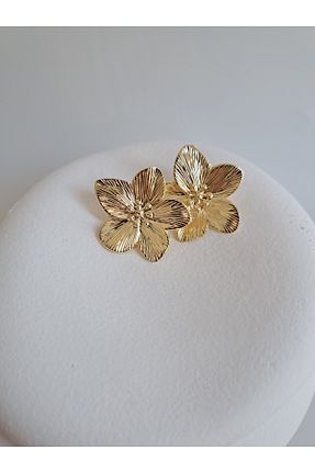گوشواره جواهر طلائی برنجی BHR AKSESUAR - کد 877282563