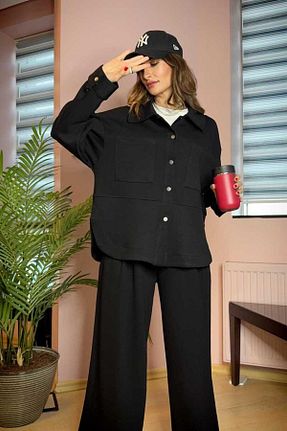 ست گرمکن مشکی زنانه پاچه گشاد Clothing palette - کد 866143478