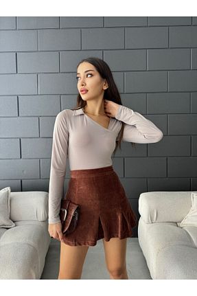 بلوز بژ زنانه ساده Fav Style - کد 877442706