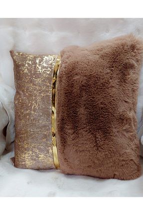 روکش بالش قهوه ای مخمل BALADI HOME - کد 738576373