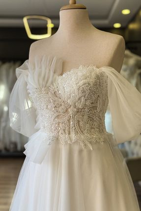 لباس مجلسی و فارغ التحصیلی سفید زنانه توری Lenta Moda - کد 877447782