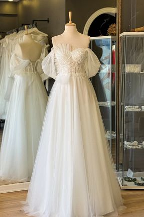 لباس مجلسی و فارغ التحصیلی سفید زنانه توری Lenta Moda - کد 877447782