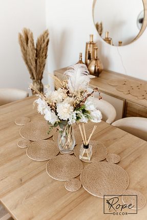 سرویس آمریکائی قهوه ای مستطیل Rope Decor - کد 86052932
