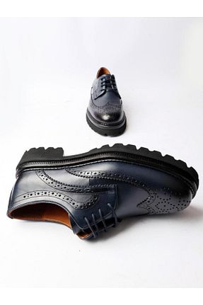 کفش کلاسیک سرمه ای مردانه چرم خالص İBAY - کد 877471941