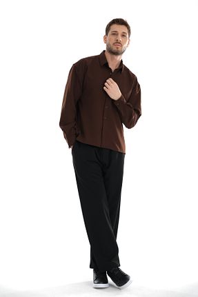 پیراهن قهوه ای مردانه اورسایز Redline - کد 876210526