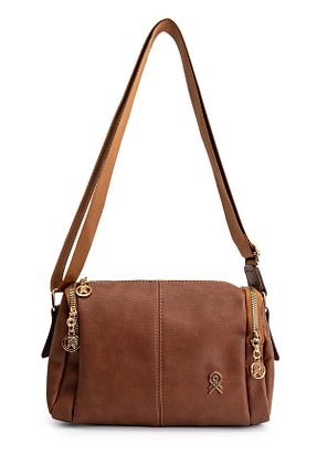 کیف دوشی قهوه ای زنانه چرم مصنوعی minebag - کد 877511853