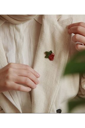 سنجاق سینه قرمز زنانه پلی استر YAKA ART - کد 750400778