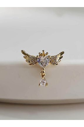 گوشواره غضروفی جواهر طلائی زنانه استیل ضد زنگ Eva Takı Store - کد 877516417