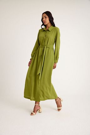 پیراهن سبز زنانه رگولار Mizalle - کد 877522495