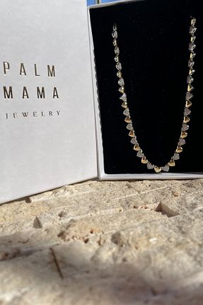 گردنبند استیل ( فولاد ) زرد زنانه استیل ضد زنگ PALMMAMA - کد 877521168