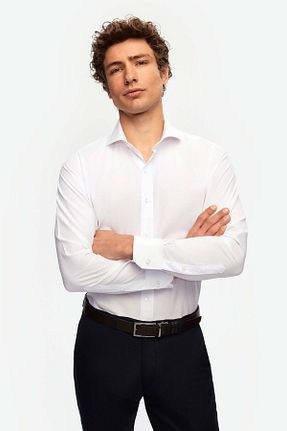 پیراهن سفید مردانه اسلیم فیت D