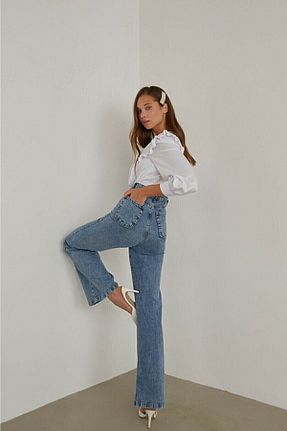 شلوار جین آبی زنانه پاچه گشاد TRENDNATUREL - کد 225331051