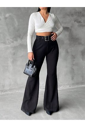 شلوار سایز بزرگ مشکی زنانه پلی استر TrendyFashion - کد 877565654
