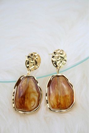 گوشواره جواهر قهوه ای منجق PARLA JEWELLRY - کد 877573966
