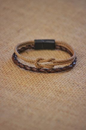 دستبند جواهر قهوه ای زنانه چرم خالص matleather - کد 167791768