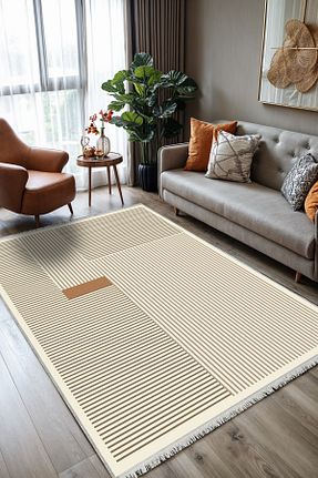 فرش بژ قابل شستشو Artızon - کد 877588006