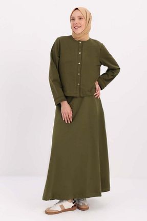 ست بالاتنه و پائین تنه حجاب خاکی زنانه رگولار ALLDAY - کد 877603454