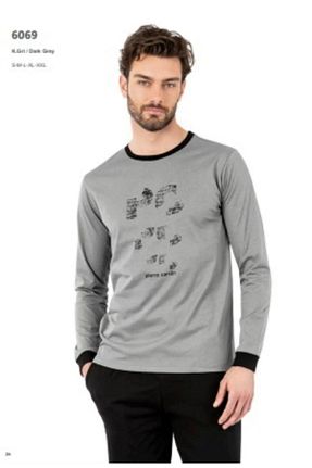ست لباس راحتی طوسی مردانه چاپی Pierre Cardin - کد 877633819
