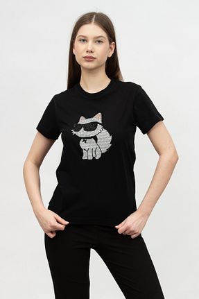 تیشرت مشکی زنانه رگولار Karl Lagerfeld - کد 877631281