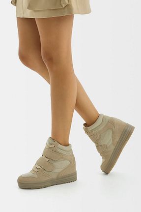 کفش اسنیکر قهوه ای زنانه بند دار Bershka - کد 877651108