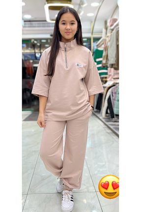 ست بالاتنه و پائین تنه قهوه ای بچه گانه بافت Minimoda Kids - کد 877619786