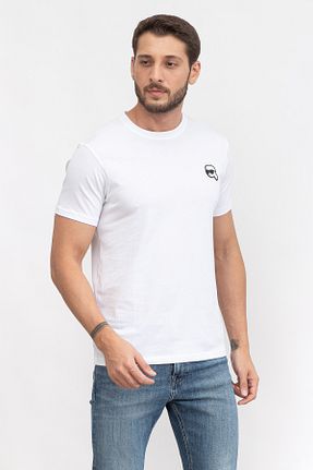 تیشرت سفید مردانه یقه دوچرخه Karl Lagerfeld - کد 862499454