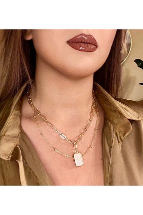 گردنبند جواهر رنگی زنانه فلزی RABİASCARF - کد 877665936