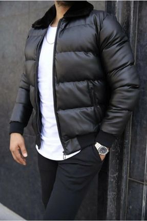 کاپشن مشکی مردانه Fitted çerme - کد 150934493
