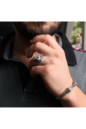 دستبند نقره مشکی مردانه 925 عیار Sima Silver - کد 107155729