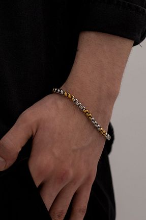 دستبند استیل (فولاد) طلائی مردانه استیل (فولاد) OSMANLI GÜMÜŞ - کد 778428358