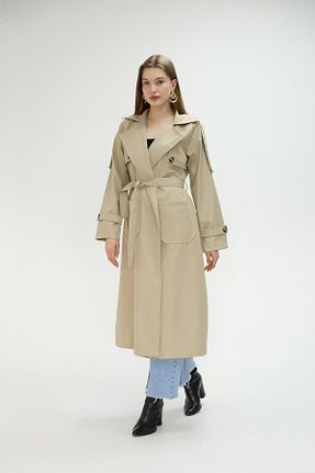 ترنچکت بژ زنانه پلی استر QUBERZ - کد 877675850