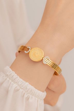 دستبند استیل (فولاد) طلائی زنانه استیل (فولاد) OSMANLI GÜMÜŞ - کد 750339317