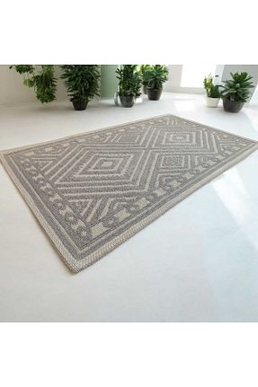 گلیم طوسی پنبه ای NikAr Home - کد 877716284