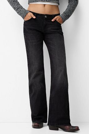 شلوار جین مشکی زنانه رگولار Bershka - کد 877721075