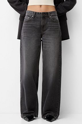 شلوار جین طوسی زنانه رگولار Bershka - کد 877721309