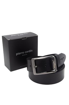 کمربند مشکی مردانه چرم خالص Pierre Cardin - کد 877847640