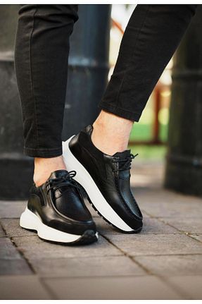 کفش اسنیکر مشکی مردانه چرم اصل ByItallanoshoes - کد 877849868