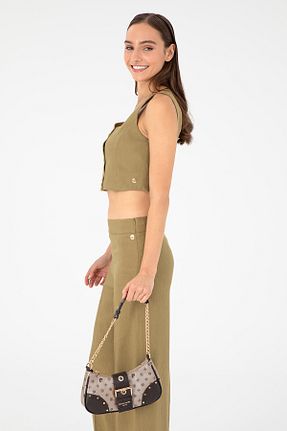 کیف دوشی طلائی زنانه چرم مصنوعی Pierre Cardin - کد 863674106