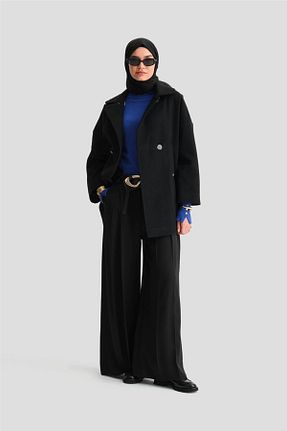 پالتو پشمی حجاب مشکی زنانه رگولار Armine - کد 873839097
