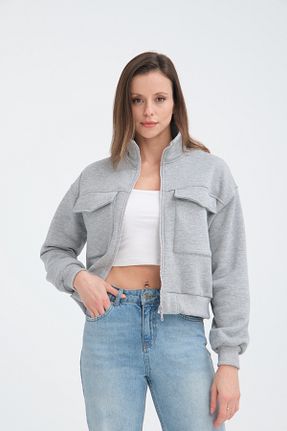 کت طوسی زنانه کراپ Store - کد 875215040