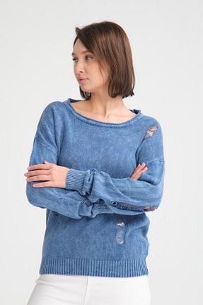 پلیور آبی زنانه ساده Su Moda - کد 875240648
