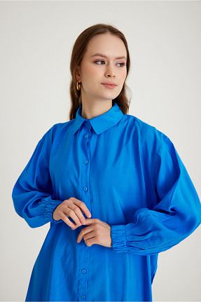 پیراهن آبی زنانه رگولار Mizalle - کد 806453847