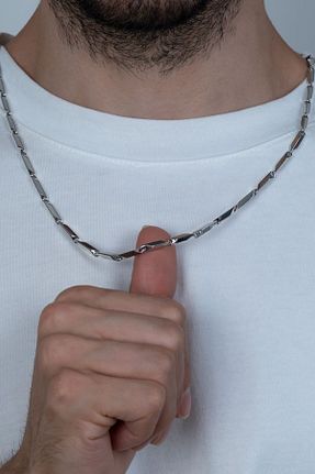 گردنبند استیل ( فولاد ) طوسی مردانه استیل (فولاد) RUNALAKSESUAR - کد 875248907