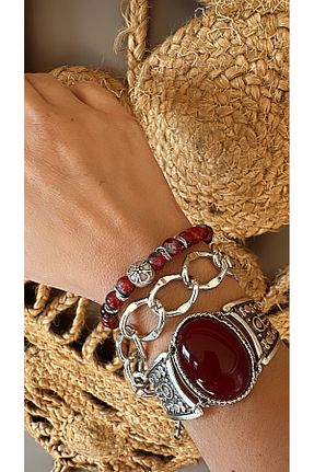 دستبند جواهر زرشکی زنانه منجق by özllem - کد 875383517