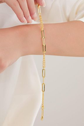 دستبند نقره طلائی زنانه 925 عیار Tmt Silver - کد 875636123